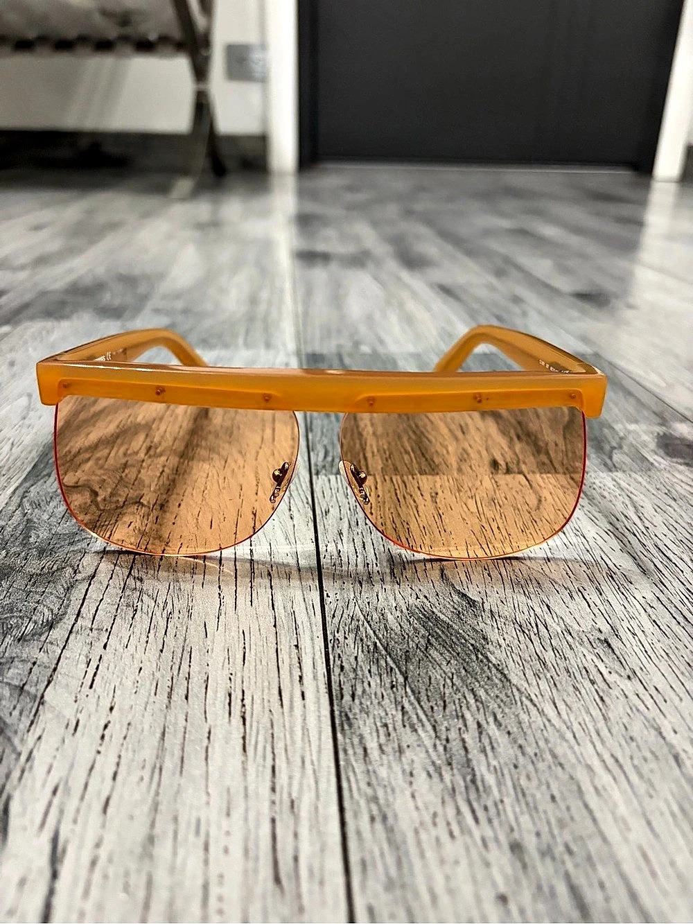 Courreges CL1901 Orange Shield Sunglasses Made in Japan